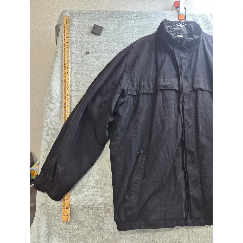 St. John's Bay Windbreaker Jacket Mens 2XLT Black Fleece Lined Mock Neck Winter
